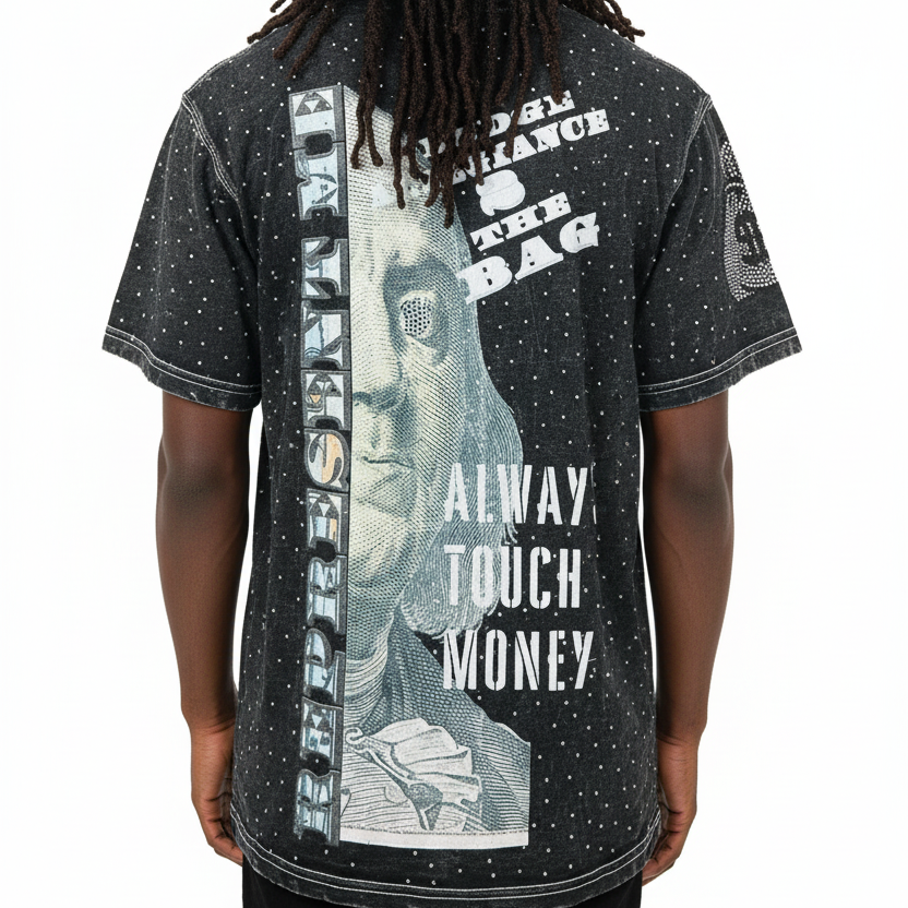 "A.T.M" Black Acid Washed Heavy Gsm T-Shirt