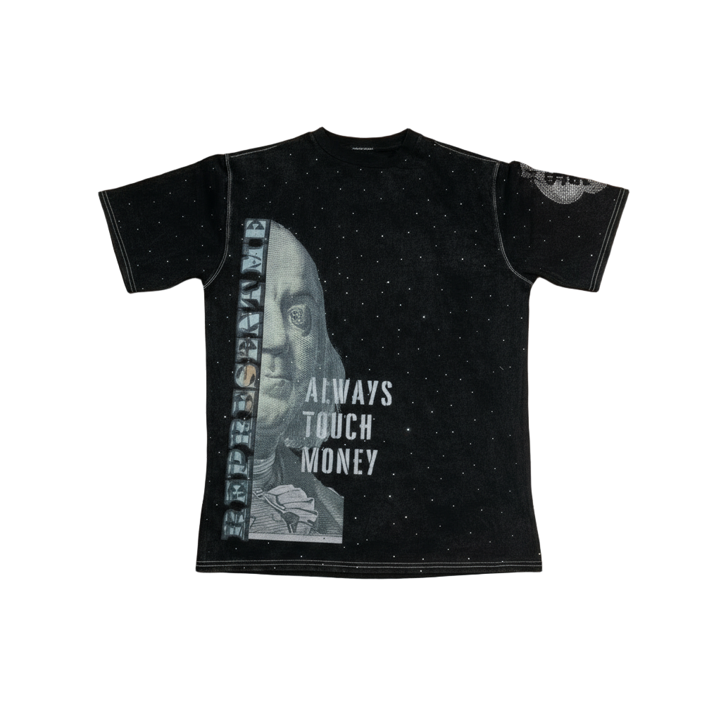 A.T.M "DEAD PRESIDENTS" BLACK ACID WASHED HEAVY GSM T-SHIRT