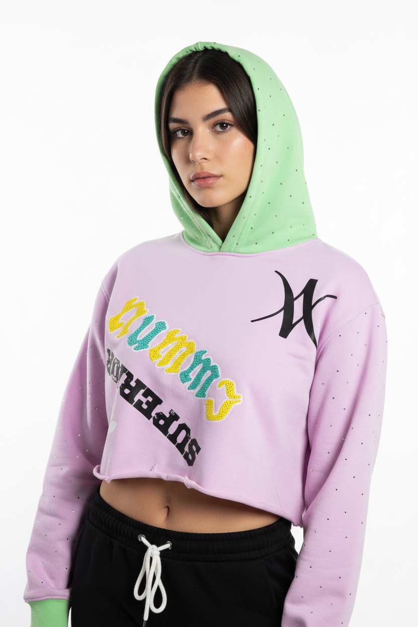 Woman's Pullover Waist Crop Lightweight Hoodie