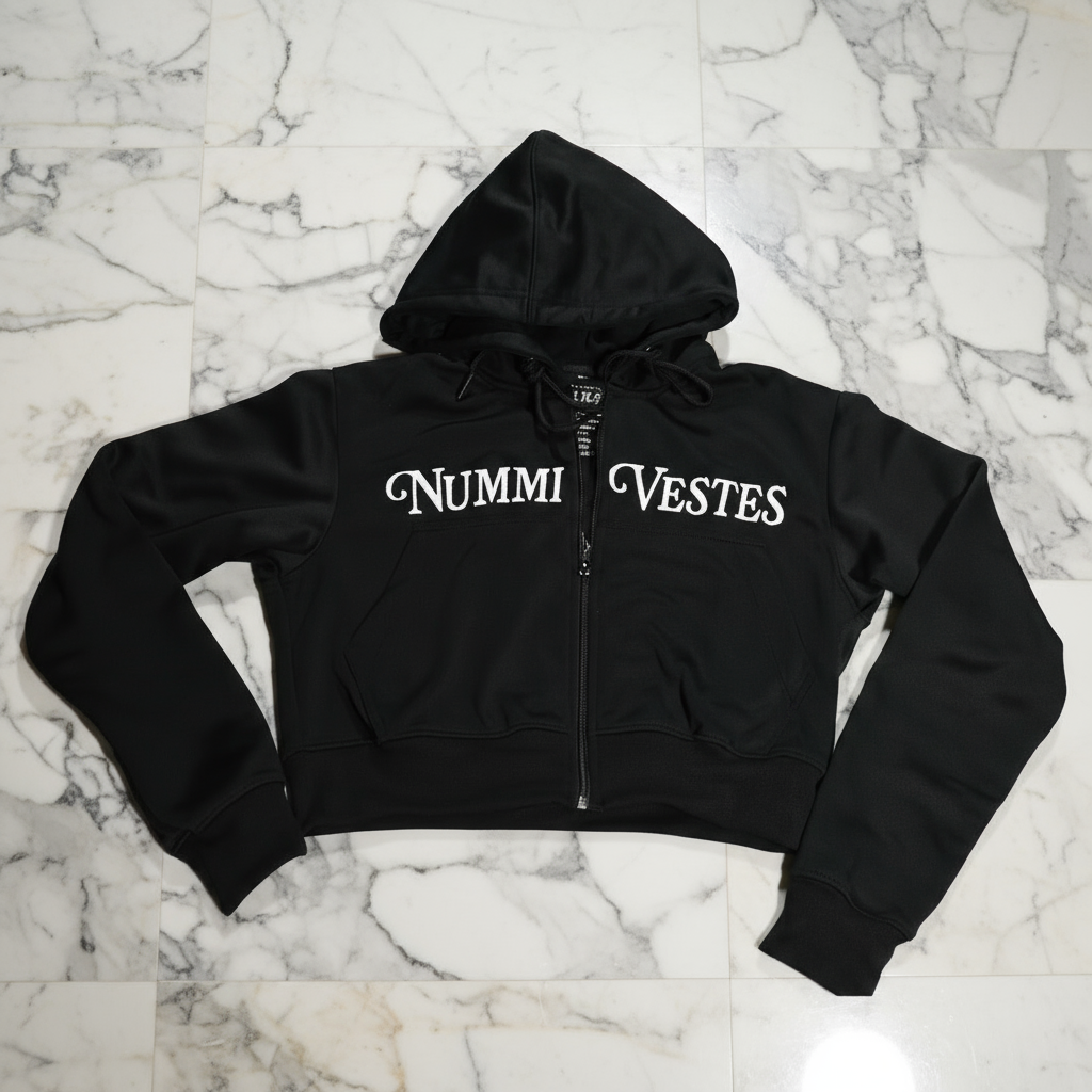 Woman's Polyester Zippered Crop Top Tracksuit