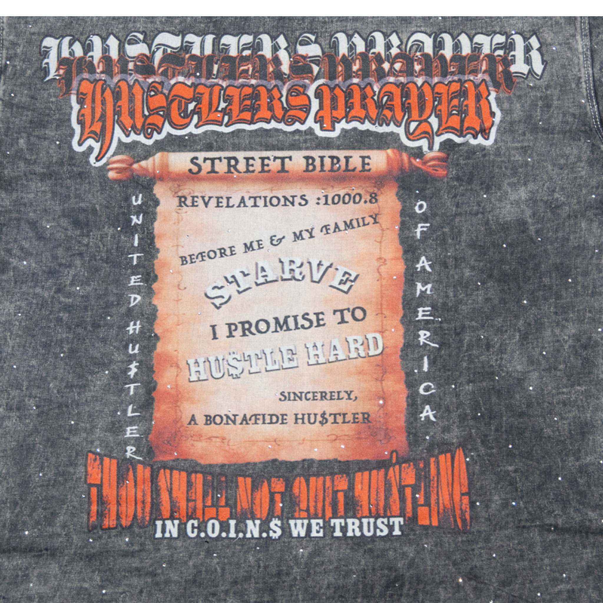 NUMMI VESTES " STREET RELIGION" GREY ACID WASHED HEAVY GSM T-SHIRT