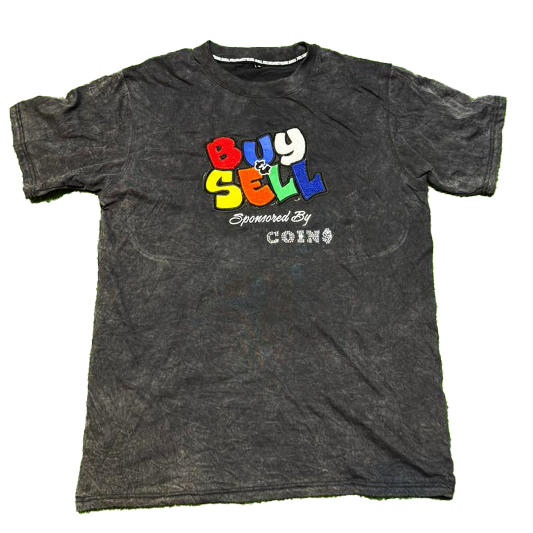 "BUY & SELL " ACID WASHED PIMA COTTON T-SHIRT