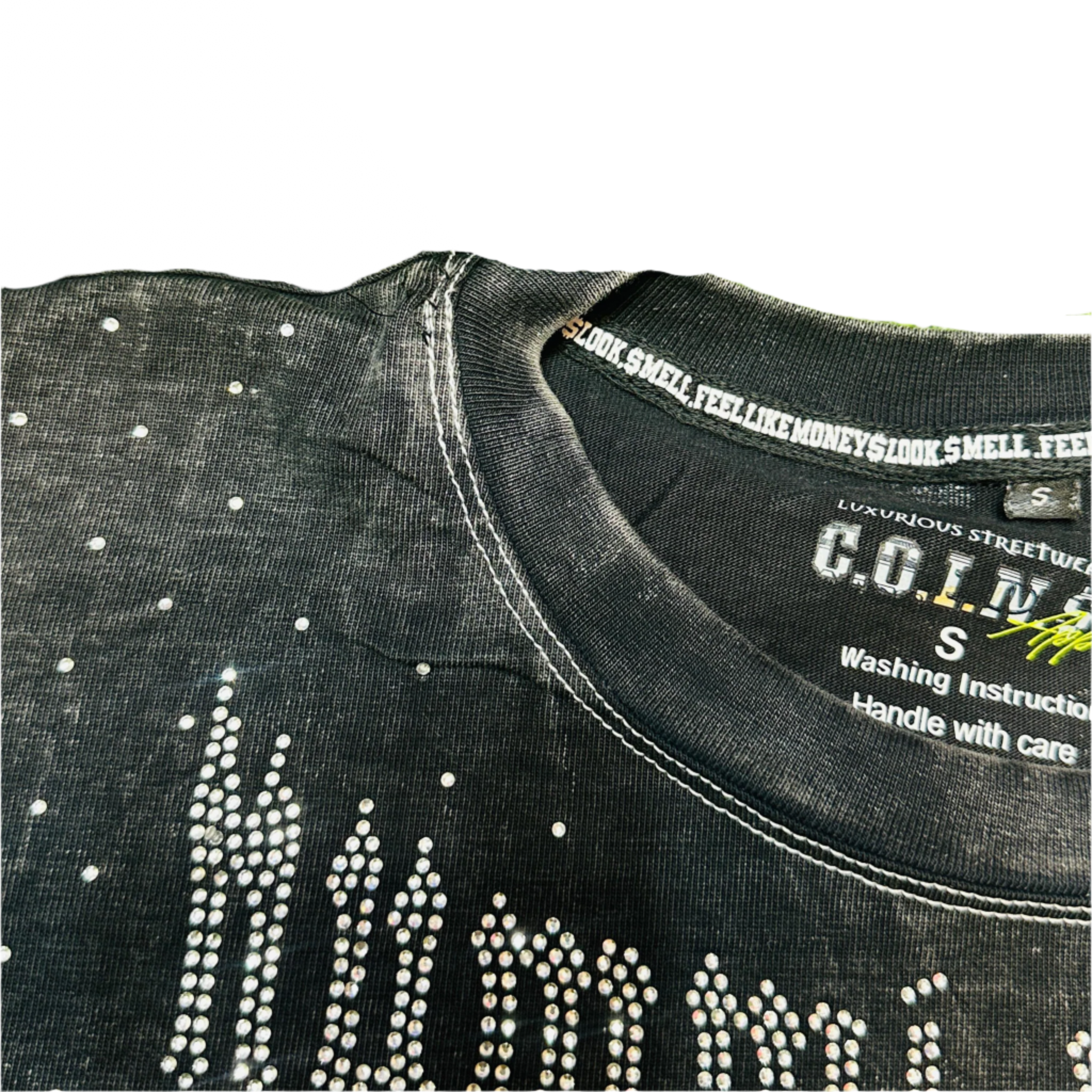 NUMMI VESTES "DEAD PRESIDENTS" BLACK ACID WASHED HEAVY GSM T-SHIRT