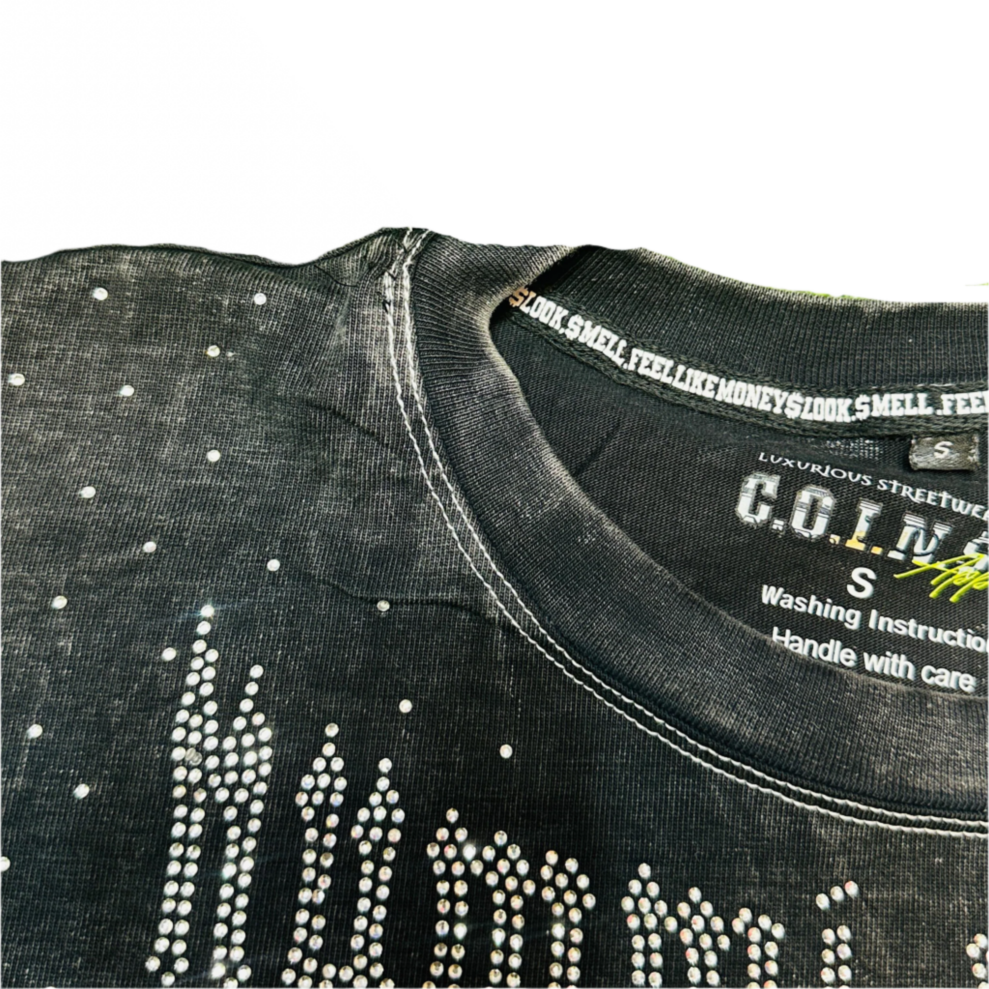 "A.T.M" Black Acid Washed Heavy Gsm T-Shirt