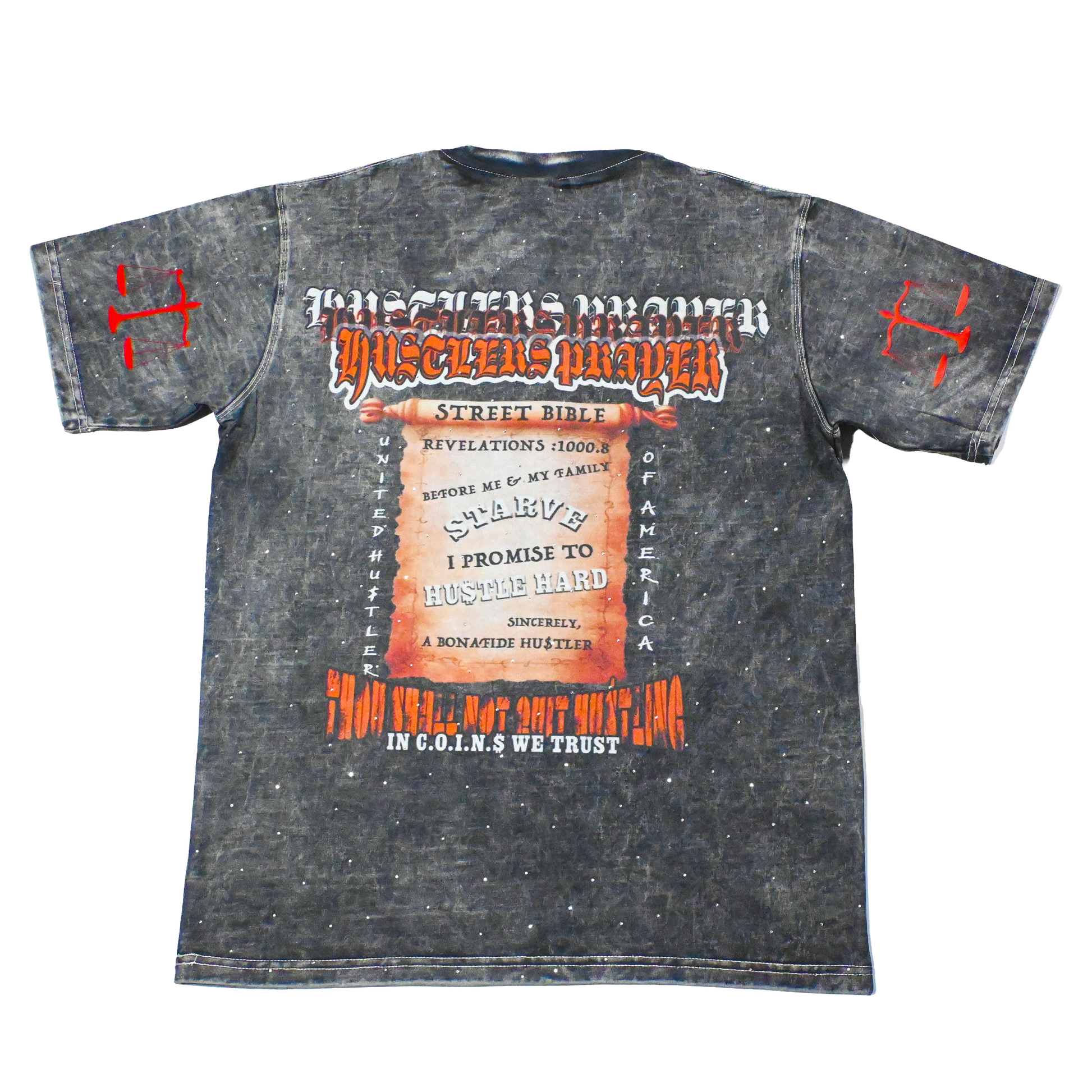 " STREET RELIGION" GREY ACID WASHED HEAVY GSM T-SHIRT