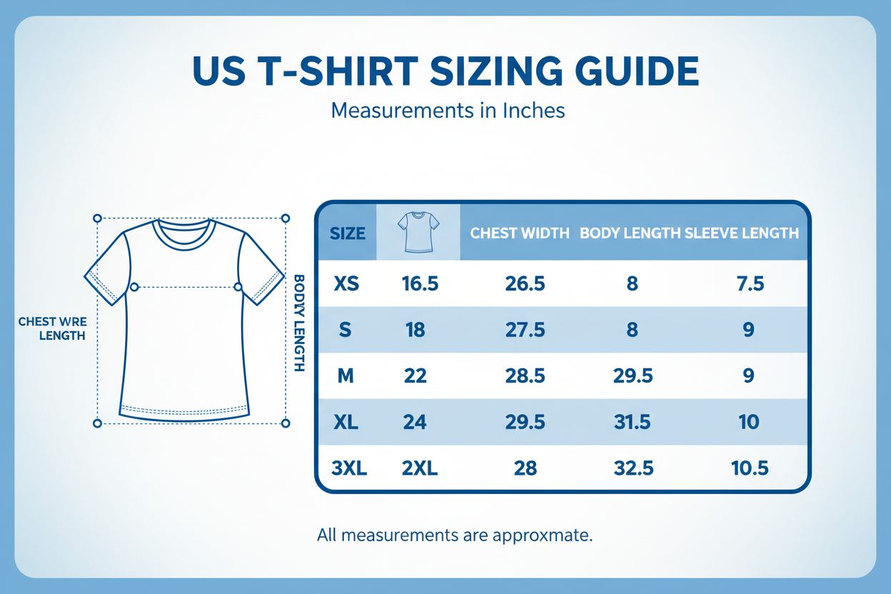 "Buy & Sell " Acid Washed Pima Cotton T-Shirt size chart