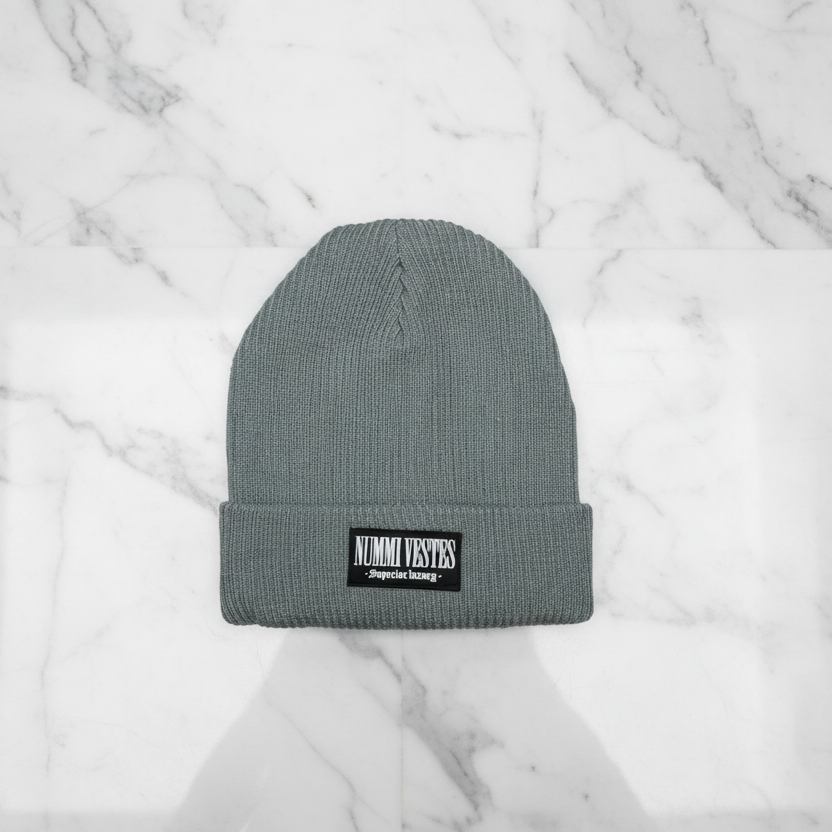 100% Cotton Ribbed Bi-Fold Rubber Logo Beanie
