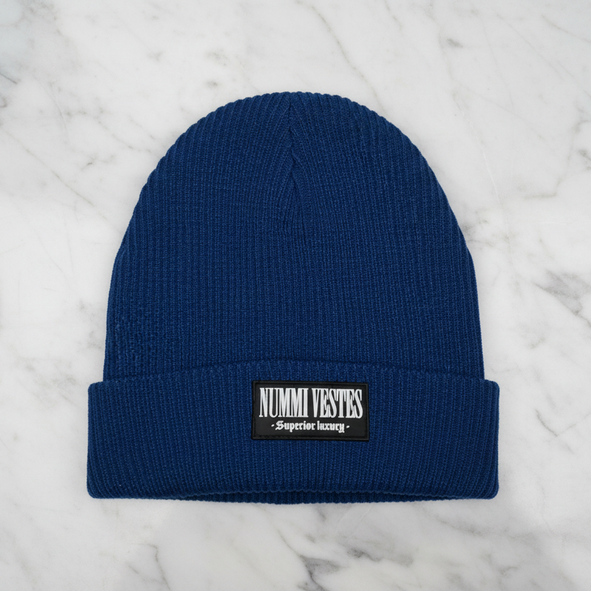 100% Cotton Ribbed Bi-Fold Rubber Logo Beanie