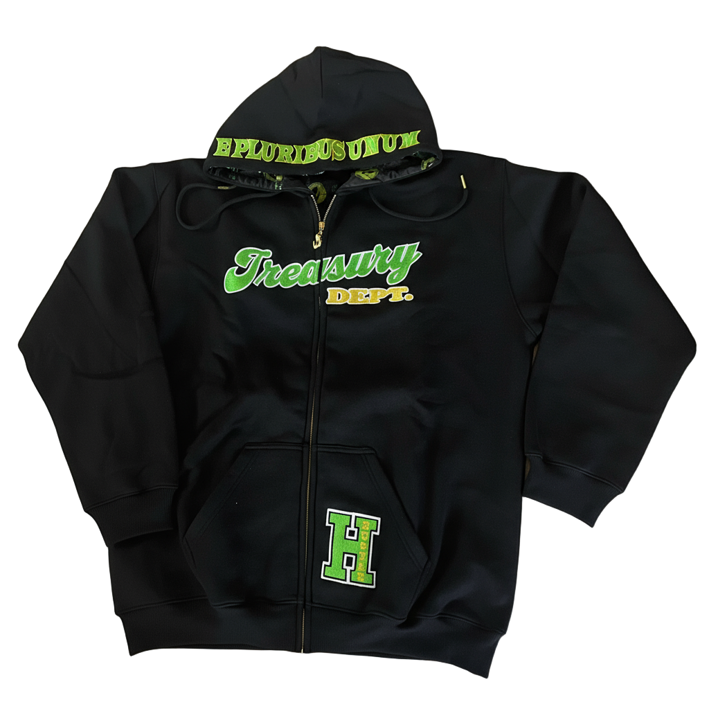 Treasury Dept. Cotton Relaxed Fit All Over Print Inner Lining Zip Up Hoodies