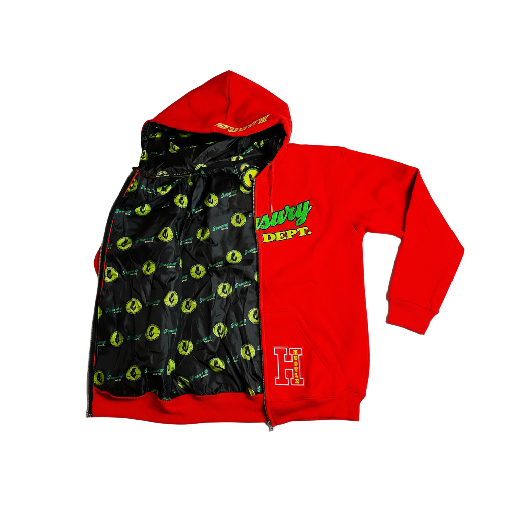 Treasury Dept. Cotton Relaxed Fit All Over Print Inner Lining Zip Up Hoodies