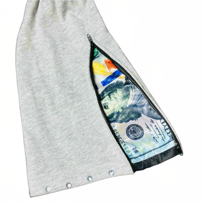 "BUY & SELL" TERRY STACKED BOTTOM SWEATPANTS