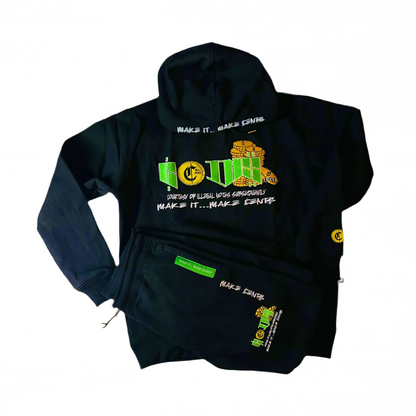 C.O.I.N.$ COTTON CLASSIC PULLOVER HOODED SWEATSUITS/ BLACK
