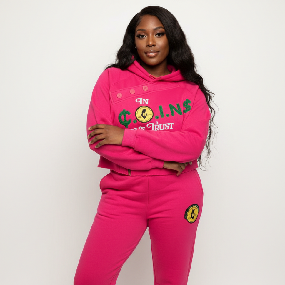 Woman’s Crop Top Cotton  Hooded Sweatsuits