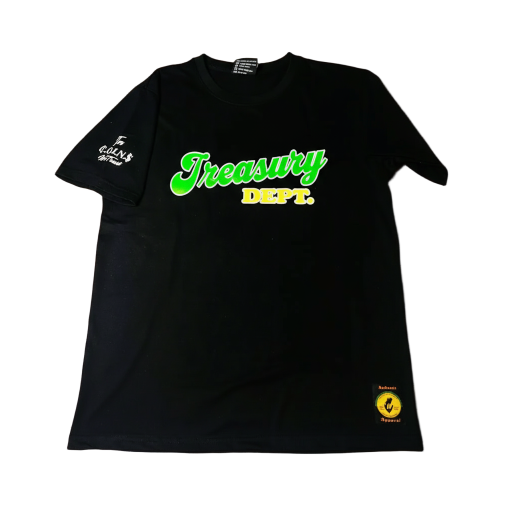 C.O.I.N.$ TREASURY DEPT CREW NECK SHORT SLEEVE T-SHIRT/ black