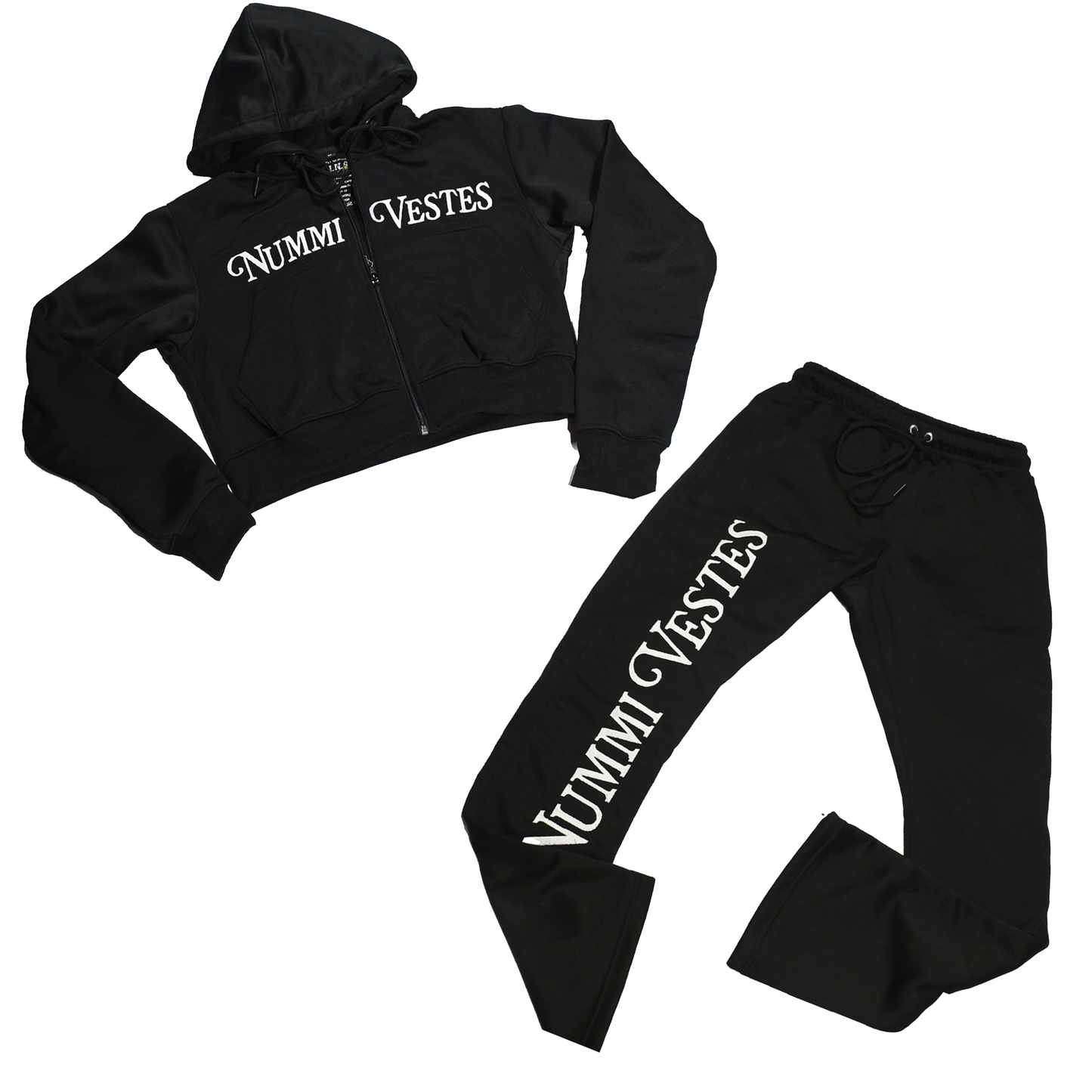 WOMANS PREMIUM COTTON ZIPPERED CROP TOP TRACKSUIT