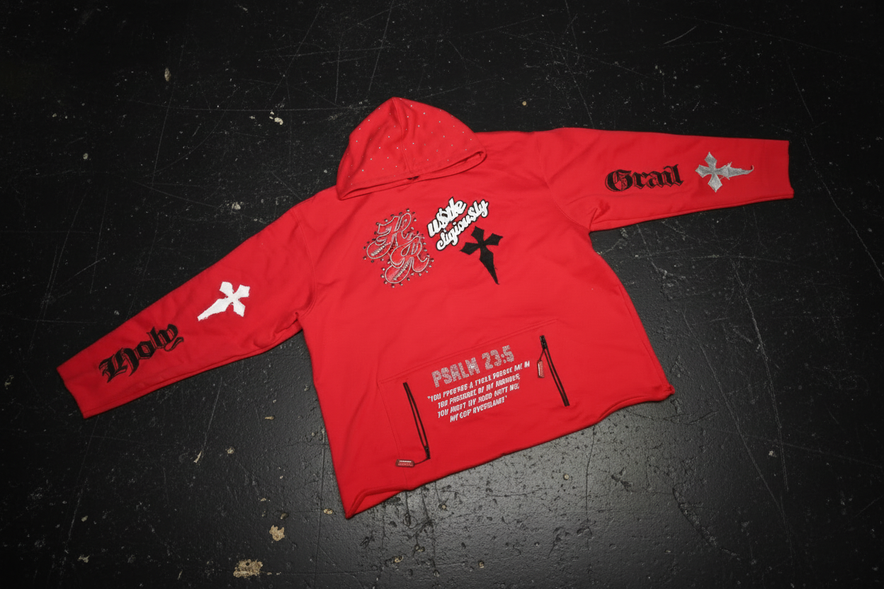 "Hustle Religiously" Waist Cropped Pullover Hoodie