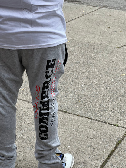 "BUY & SELL" TERRY STACKED BOTTOM SWEATPANTS