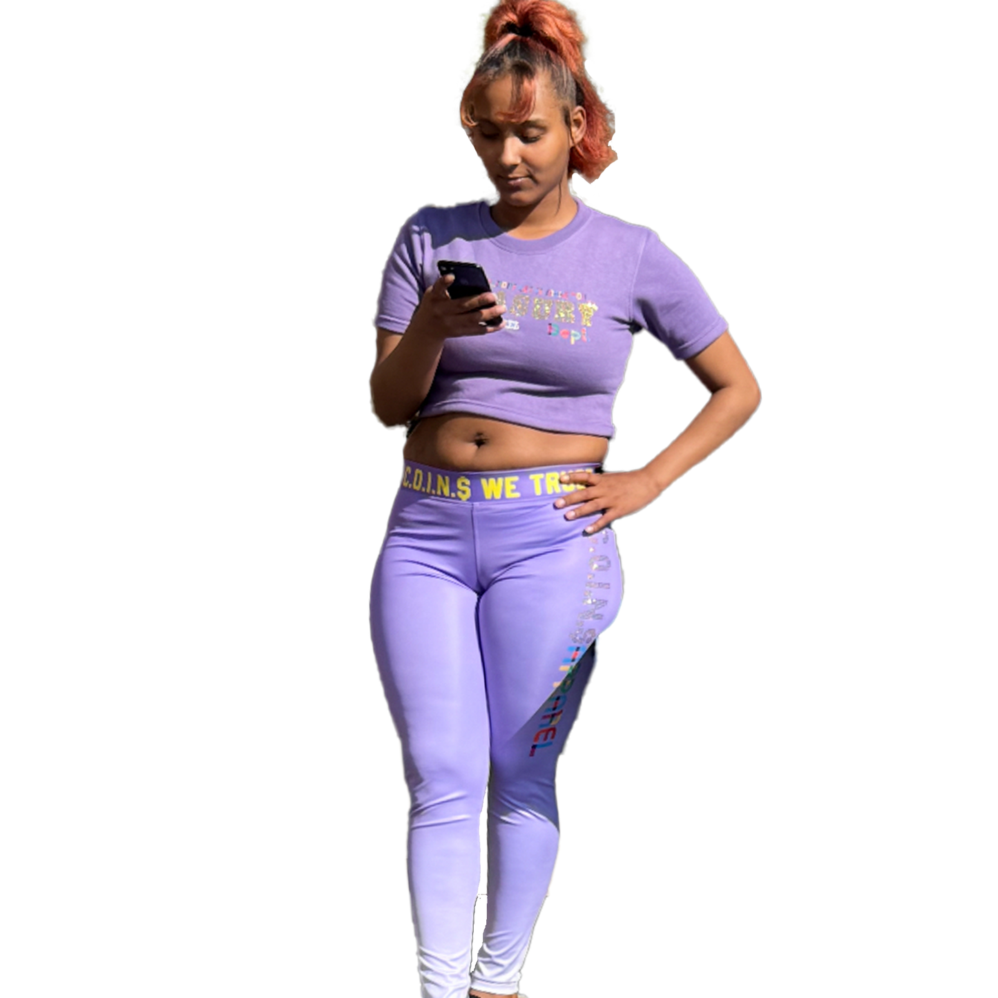 "IN C.O.I.N.$ WE TRUST" WOMANS GRADIENT SPANDEX LEGGINGS