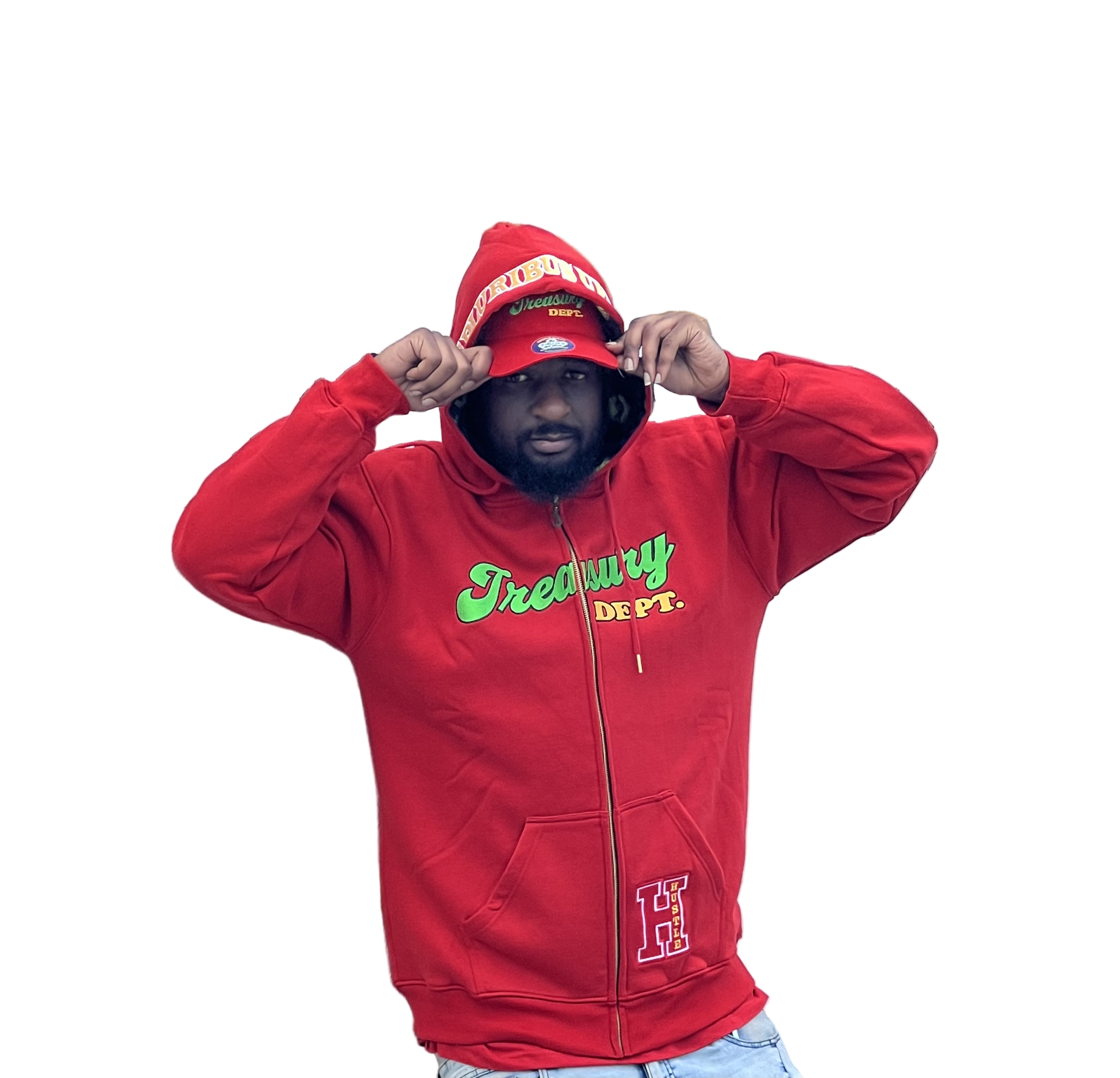 Treasury Dept. Cotton Relaxed Fit All Over Print Inner Lining Zip Up Hoodies