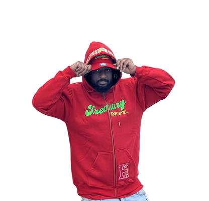 Treasury Dept. Cotton Relaxed Fit All Over Print Inner Lining Zip Up Hoodies
