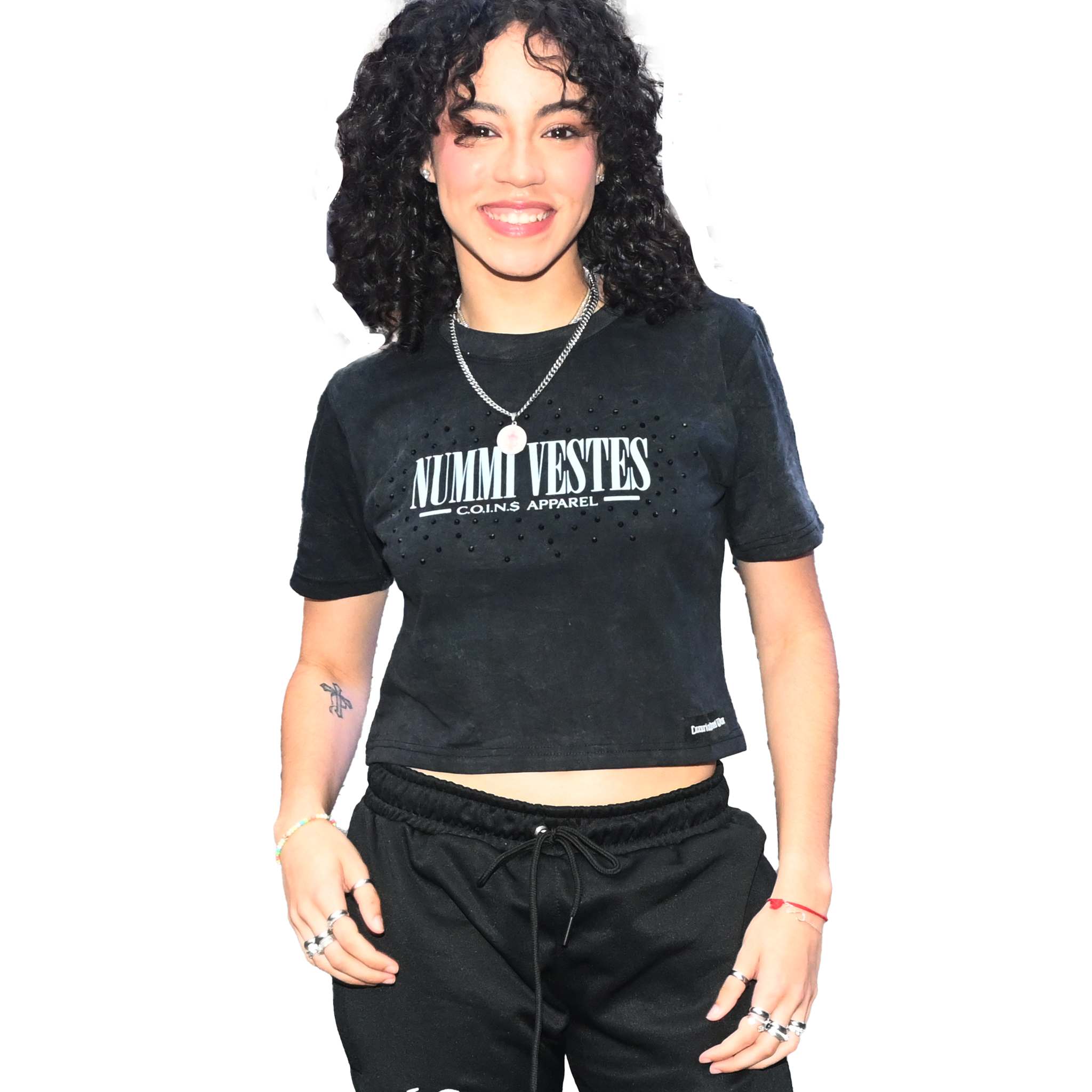 BLACK ACID WASHED WOMAN'S  CROP TOP SHIRT