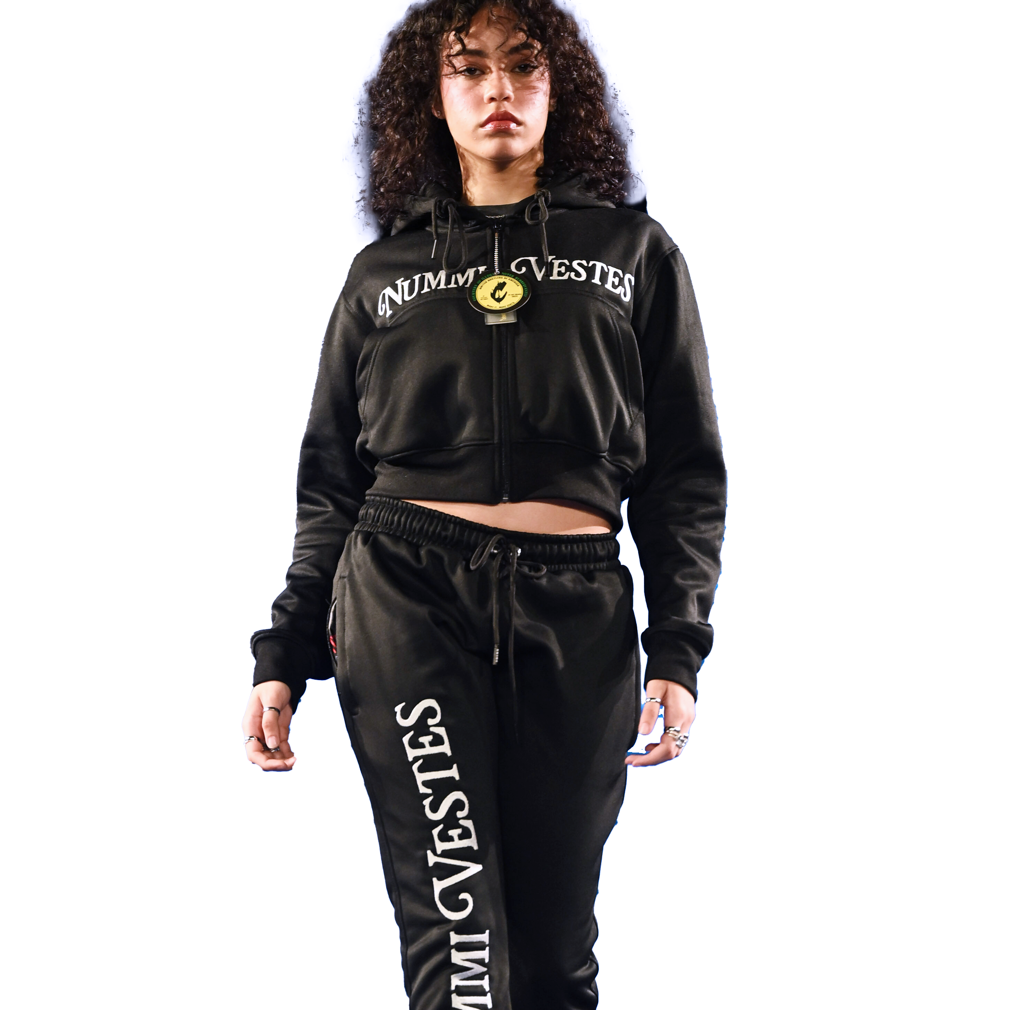 WOMANS PREMIUM COTTON ZIPPERED CROP TOP TRACKSUIT