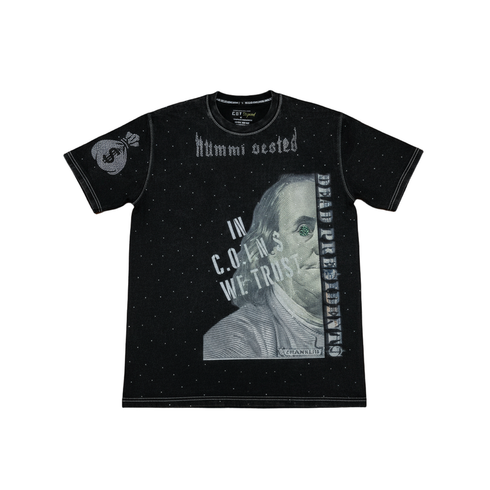 A.T.M "DEAD PRESIDENTS" BLACK ACID WASHED HEAVY GSM T-SHIRT