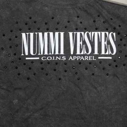 NUMMI VESTES BLACK ACID WASHED WOMAN'S  CROP TOP SHIRT
