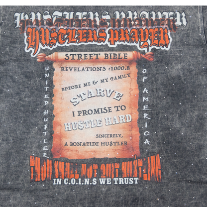NUMMI VESTES " STREET RELIGION"  GREY ACID WASHED HEAVY GSM T-SHIRT