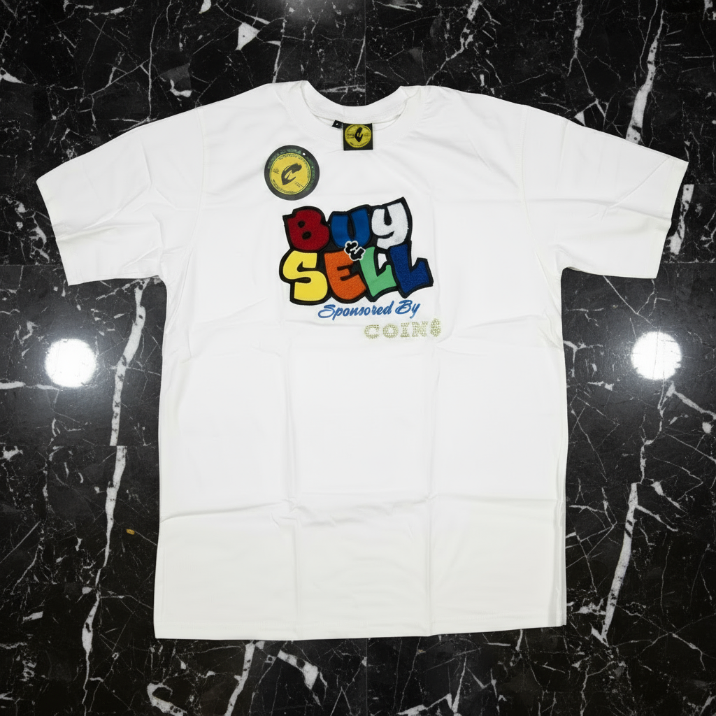 "BUY & SELL " ACID WASHED PIMA COTTON T-SHIRT