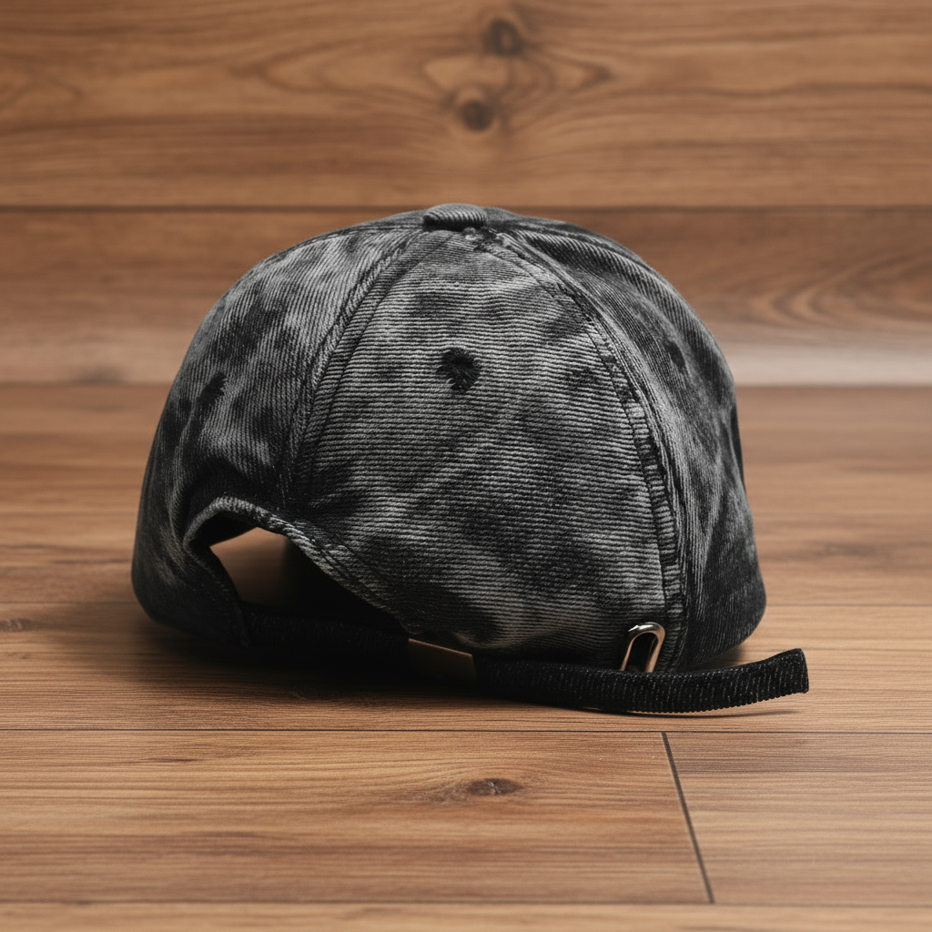 "A.T.M"  BLACK ACID WASHED DENIM ADJUSTABLE CAP