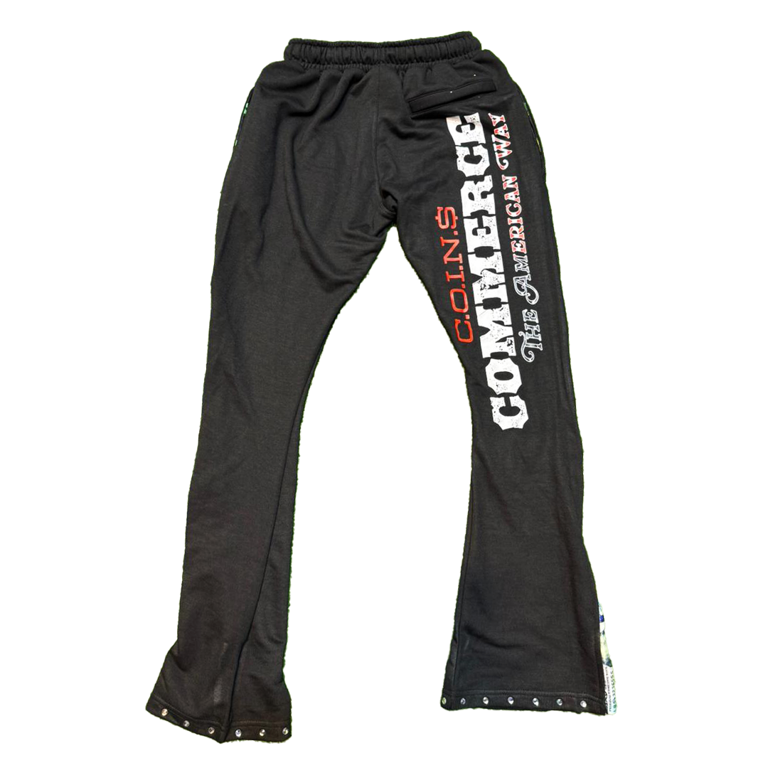 "BUY & SELL" TERRY STACKED BOTTOM SWEATPANTS