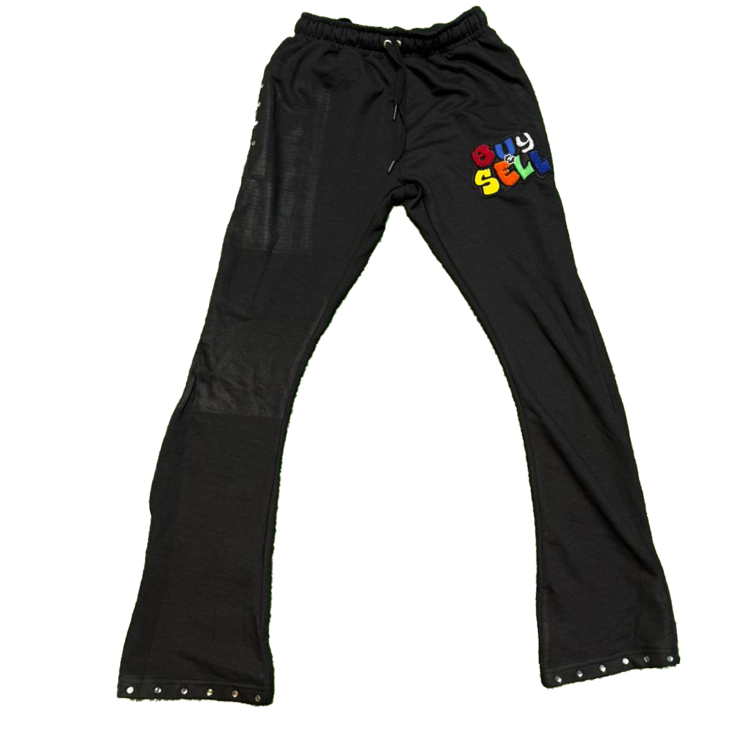 "BUY & SELL" TERRY STACKED BOTTOM SWEATPANTS