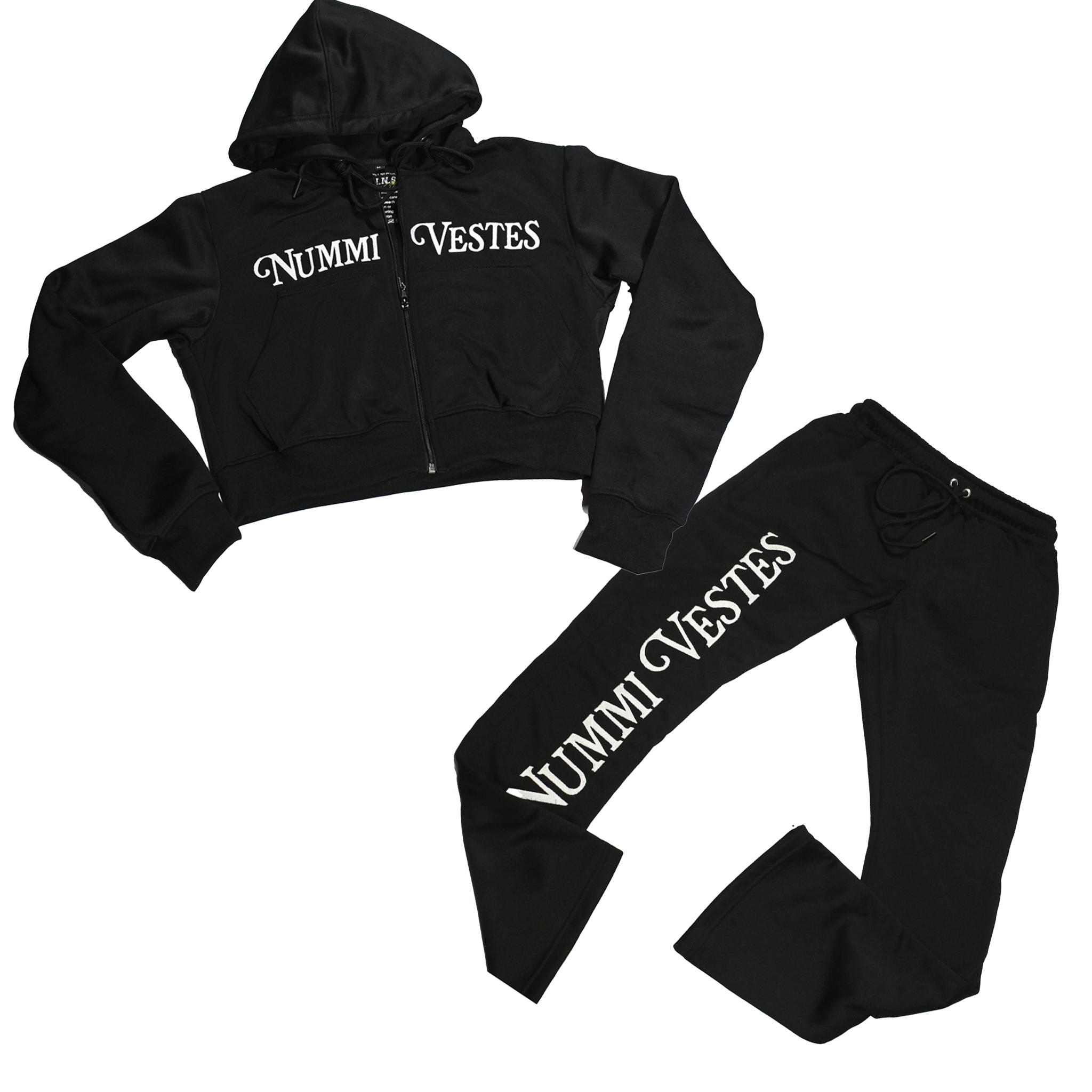 WOMANS PREMIUM COTTON ZIPPERED CROP TOP TRACKSUIT