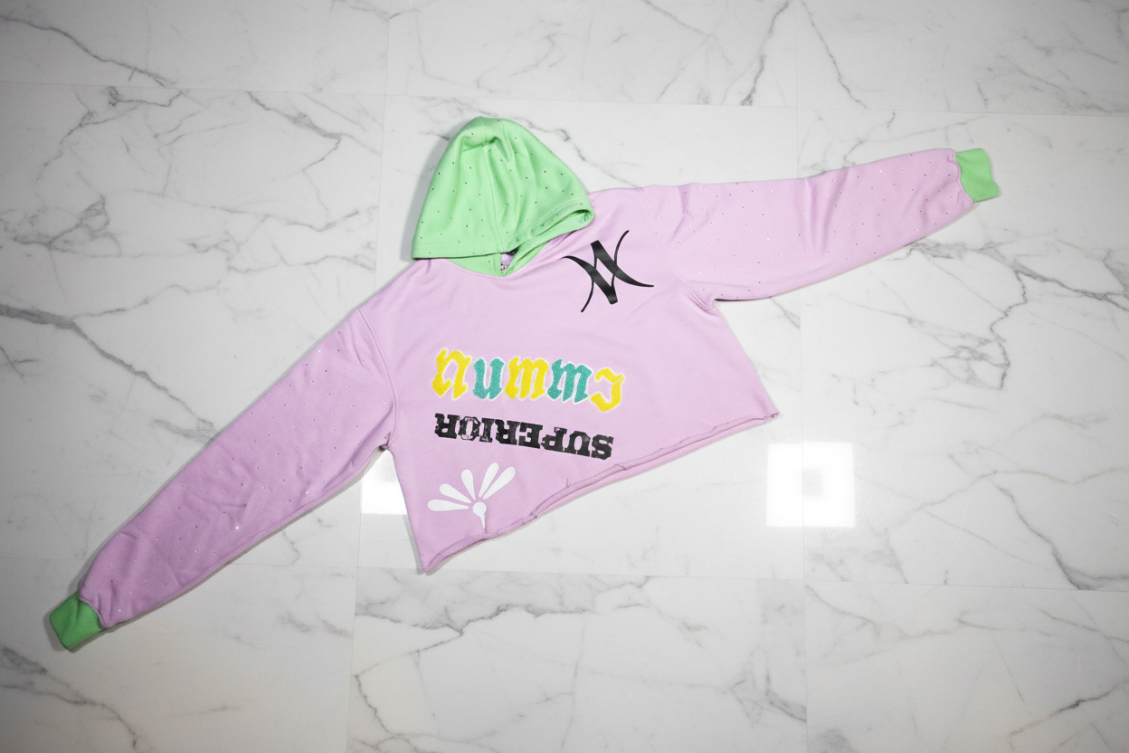 "Easter Fresh" Terry Cotton Pullover Crop  Hoodie