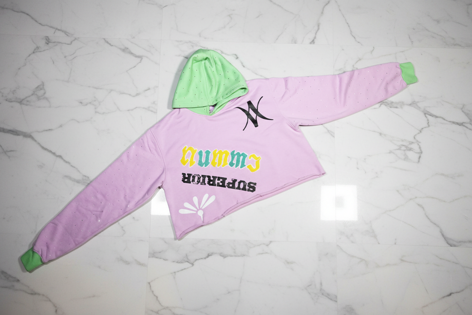 "Easter Fresh" Terry Cotton Pullover Crop  Hoodie