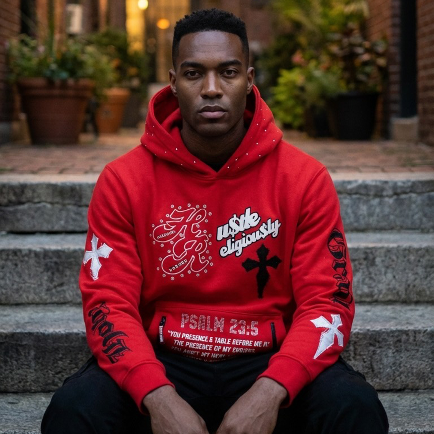 "Hustle Religiously" Waist Cropped Pullover Hoodie