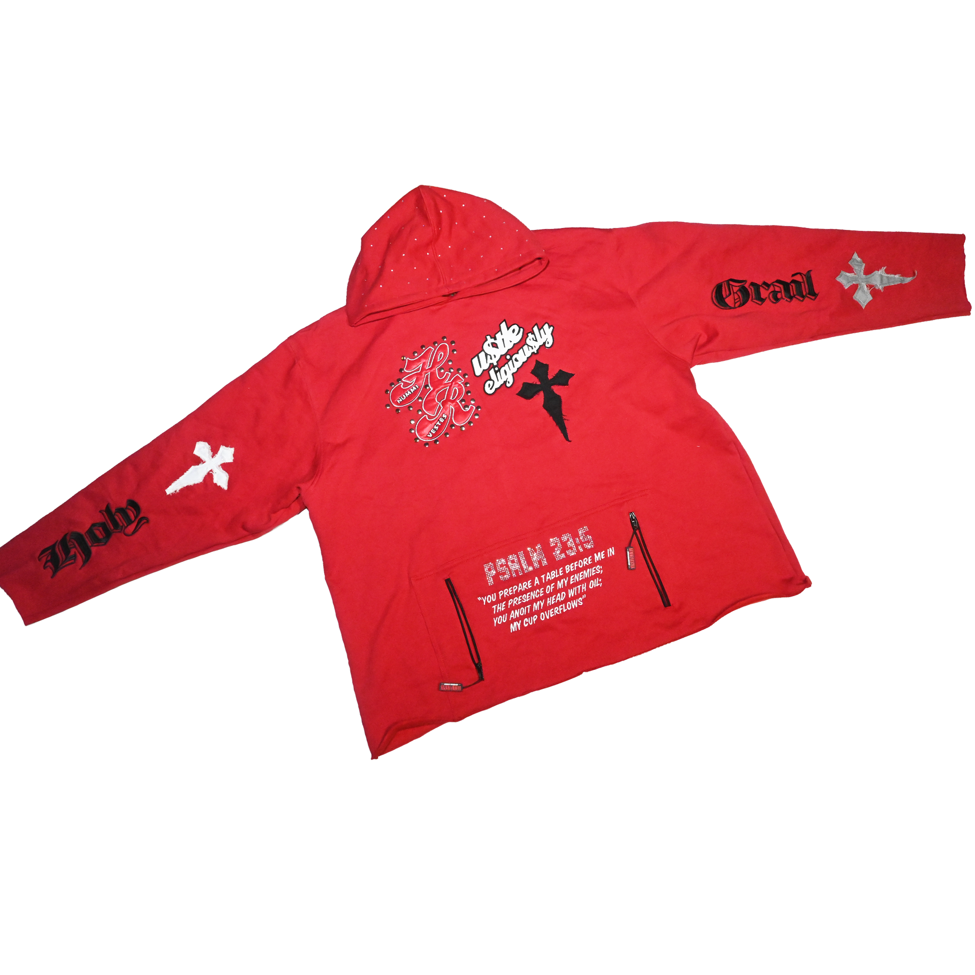 "Hustle Religiously" Waist Cropped Pullover Hoodie