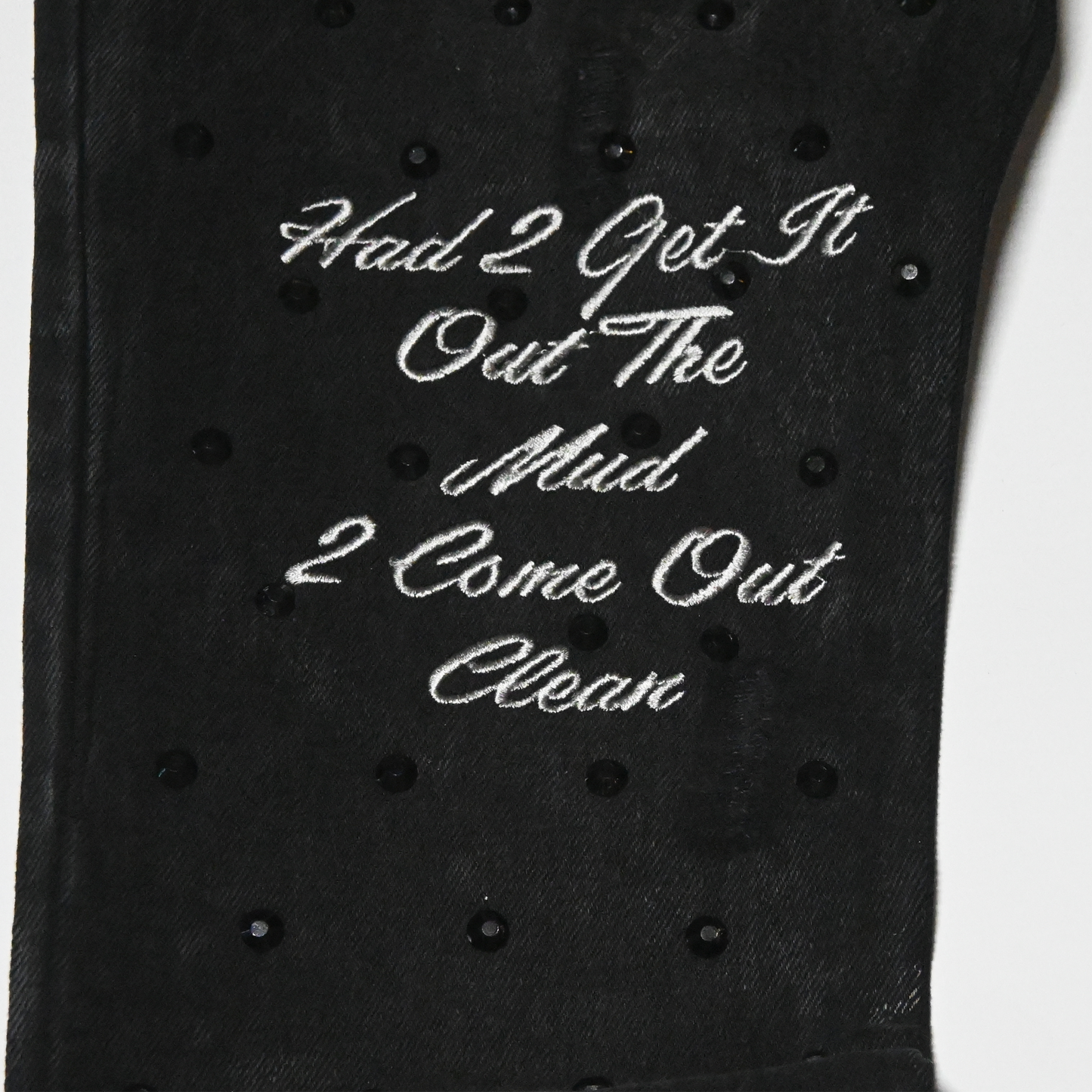 "A.T.M" Black Acid Washed Flared Bottom Fitted Denim Jeans