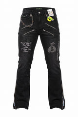 Black Acid Washed Fitted Denim Jeans