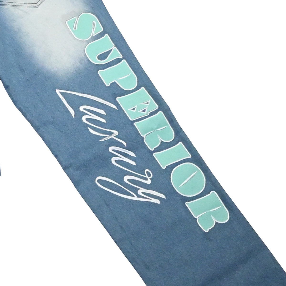 NUMMI VESTES blue denim boyfriend jeans featuring Superior Luxury embroidery in poly twill on the back pant leg
