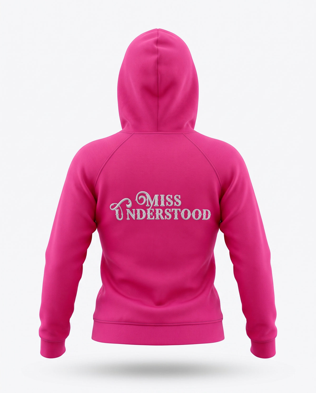 NUMMI VESTES hot pink cropped pullover hoodie with MISS UNDERSTOOD graphic embroidery on the back