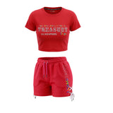 NUMMI VESTES Graphic Print Short Sleeve Crop Top Short Set