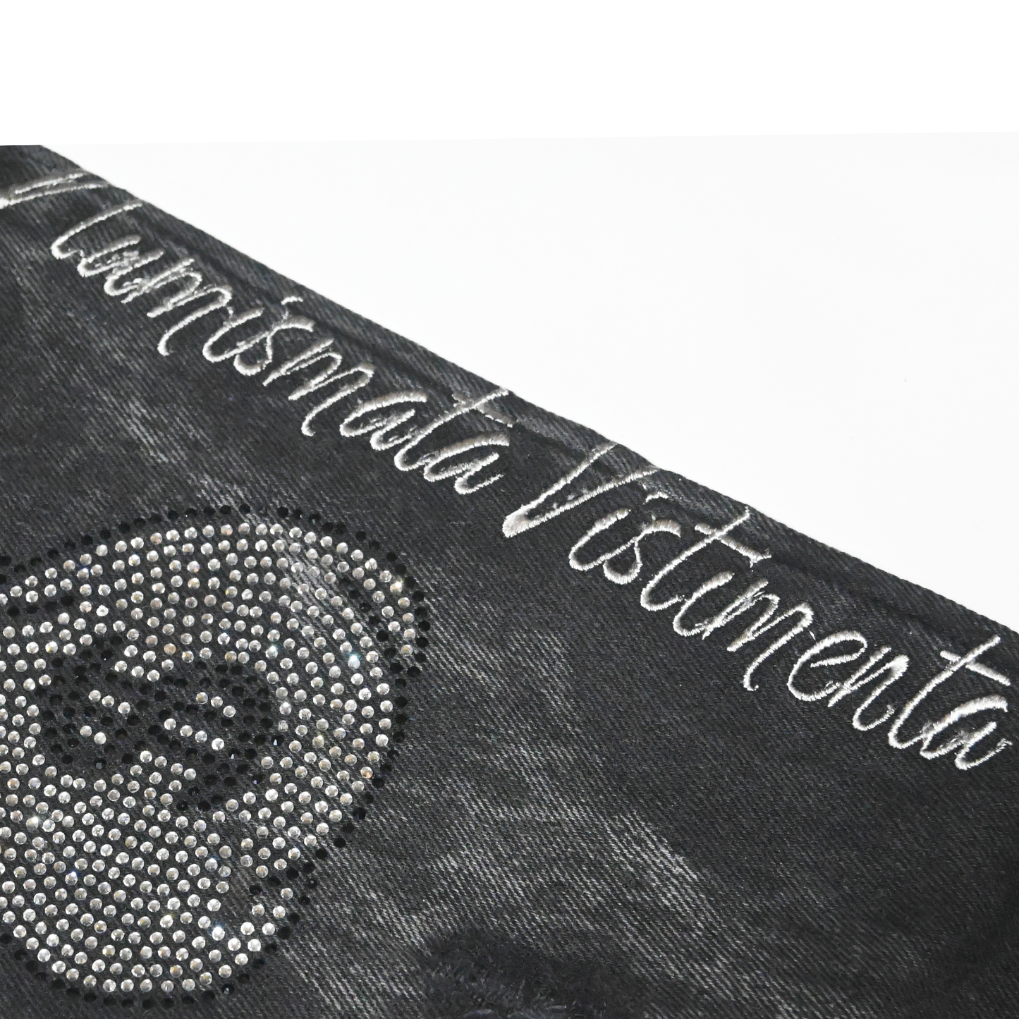 "A.T.M" Black Acid Washed Flared Bottom Fitted Denim Jeans