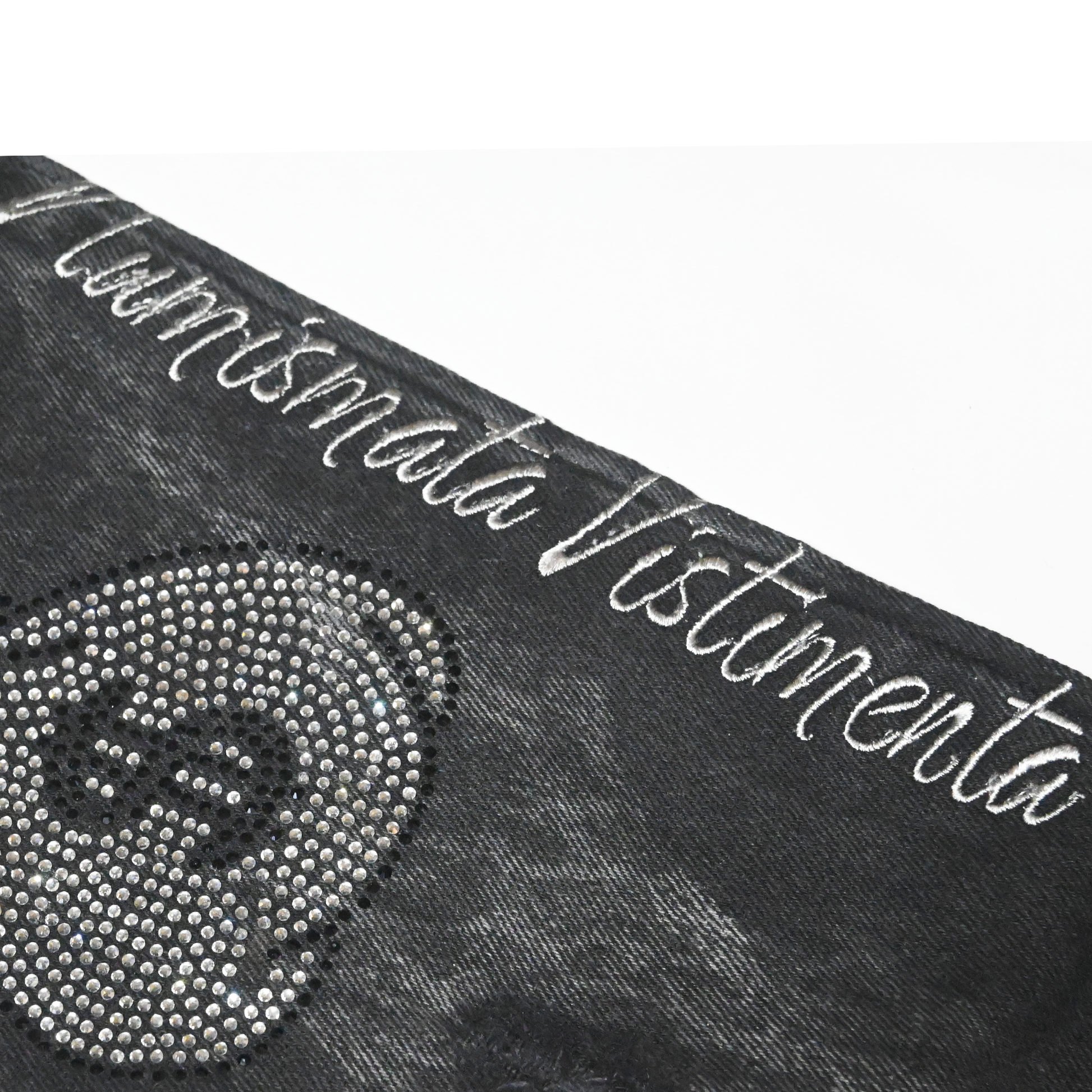 "A.T.M" Black Acid Washed Flared Bottom Fitted Denim Jeans