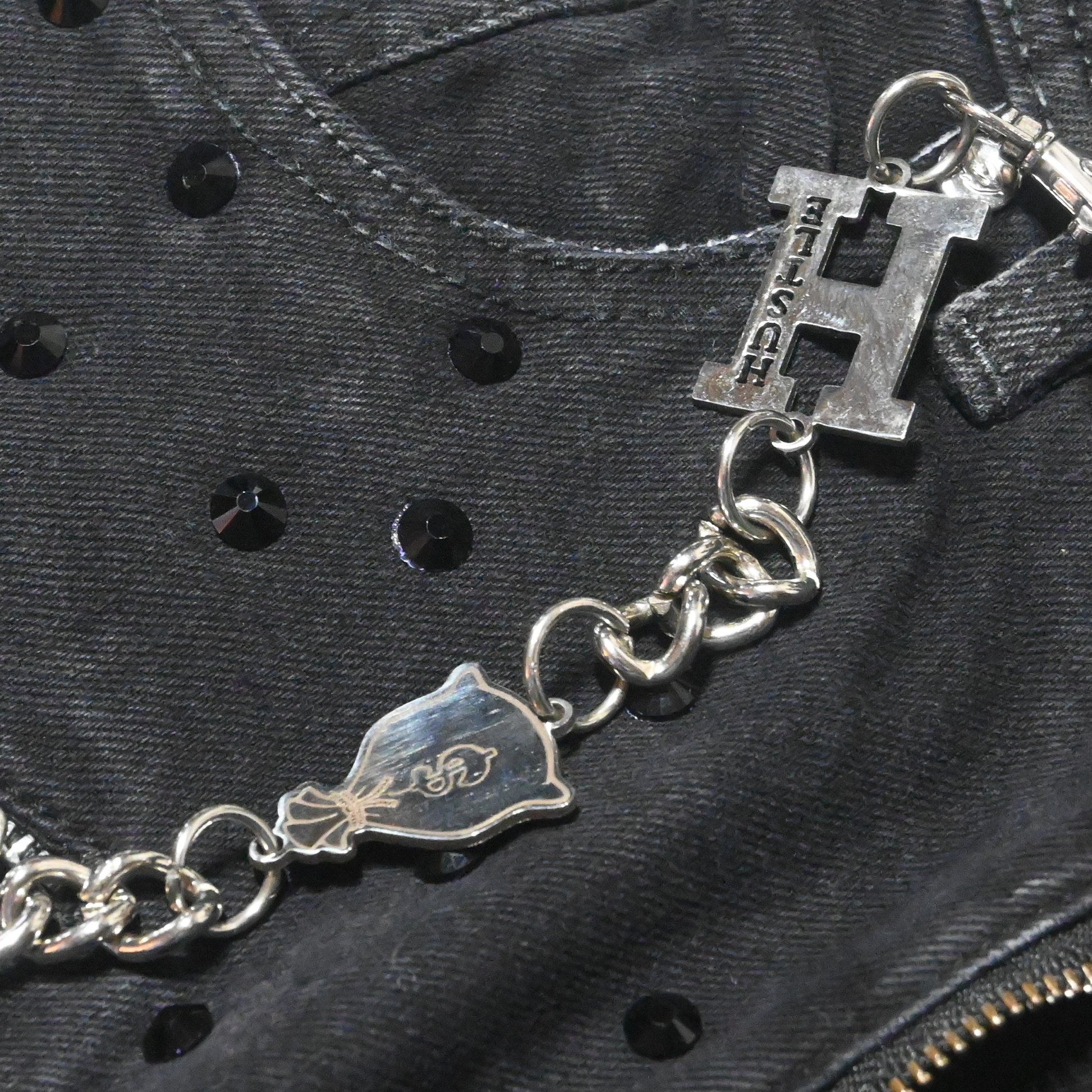 "A.T.M" Black Acid Washed Flared Bottom Fitted Denim Jeans