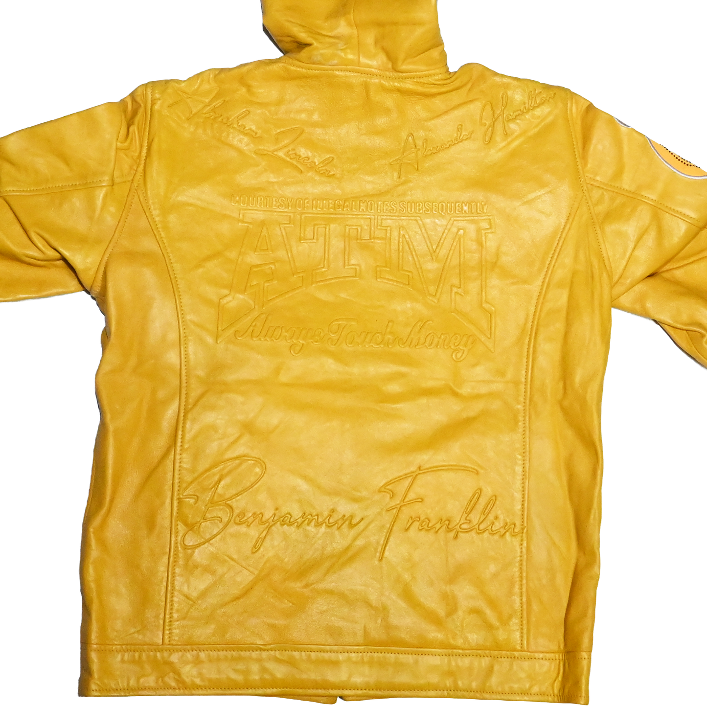 "Always Touch Money(A.T.M)" All Black Lambskin Leather Hoodie